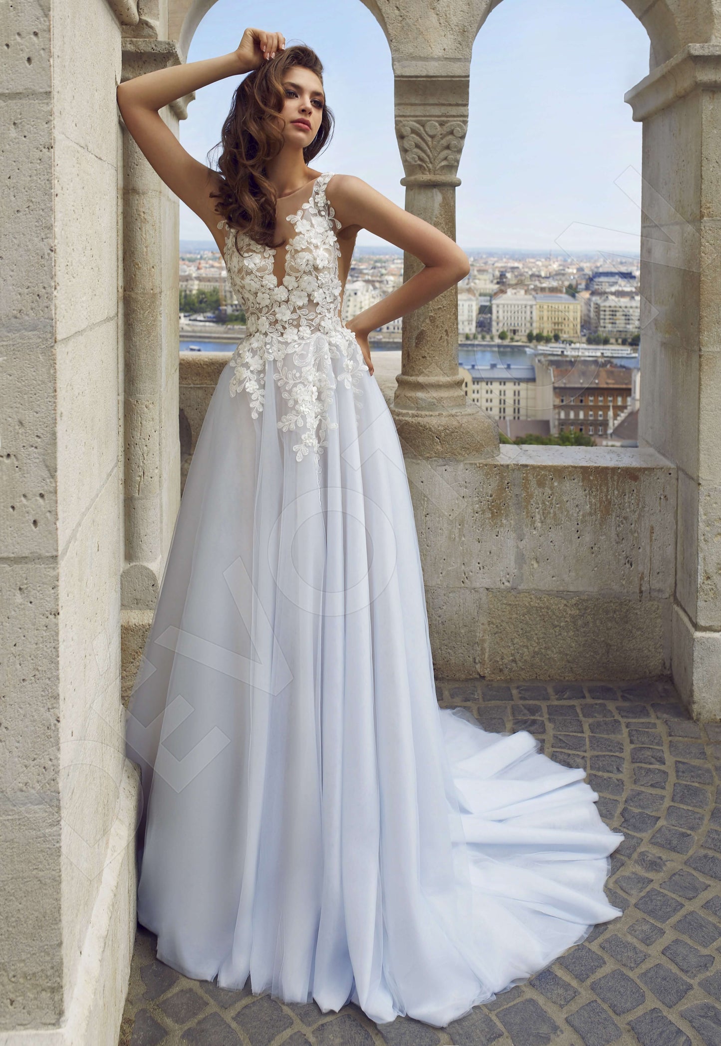Lorimille Open back A-line Sleeveless Wedding Dress Front