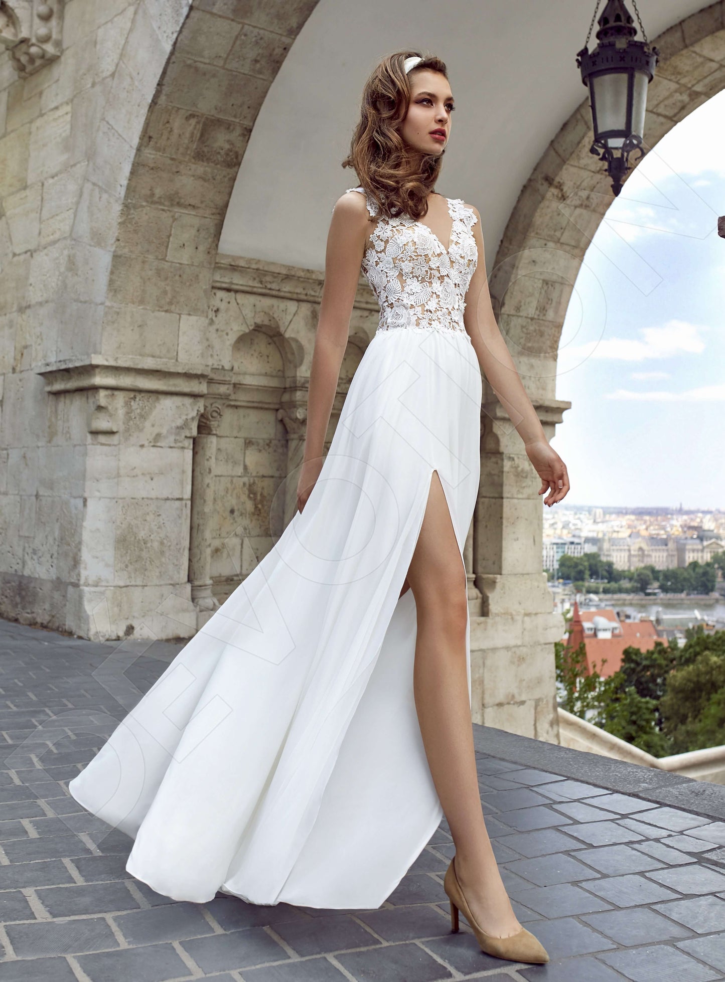 Solomona Open back A-line Sleeveless Wedding Dress Front