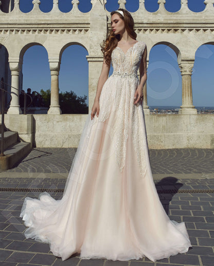 Oletta Open back A-line Sleeveless Wedding Dress Front