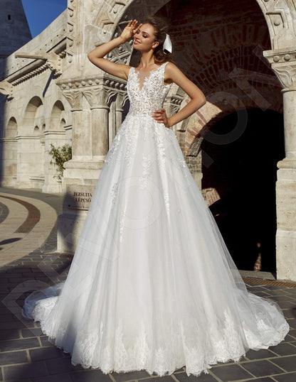 Samua Open back A-line Sleeveless Wedding Dress Front