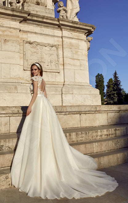 Helinda Open back A-line Short/ Cap sleeve Wedding Dress Back