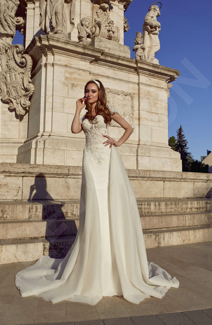 Helinda Open back A-line Short/ Cap sleeve Wedding Dress 2