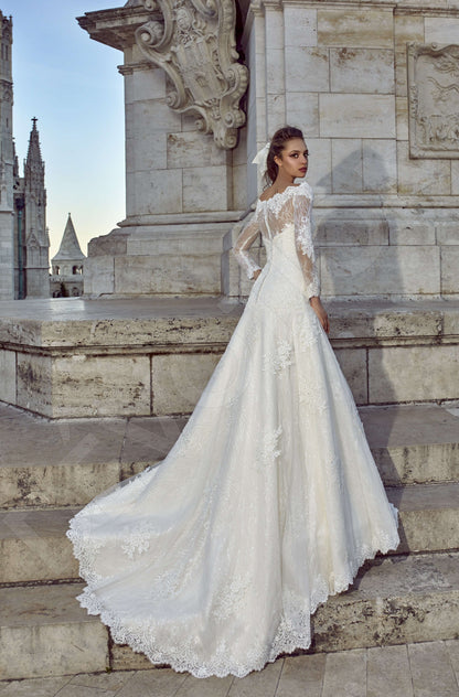 Nilis Full back A-line Long sleeve Wedding Dress Back