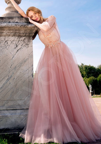 Cassandia Criss cross back Princess/Ball Gown 3/4 sleeve Wedding Dress Front