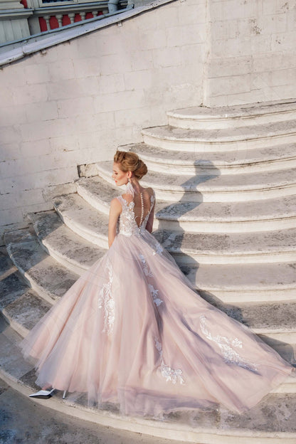 Dafny Illusion back Princess/Ball Gown Sleeveless Wedding Dress 3