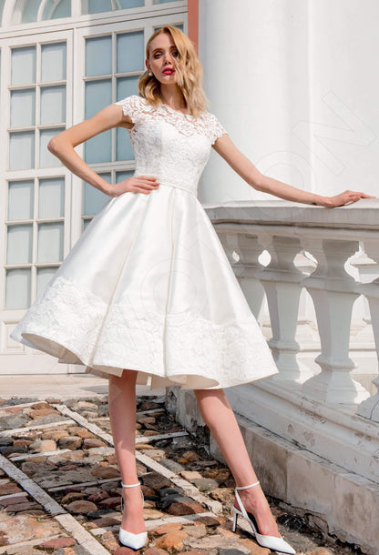 Ilma Open back A-line Short/ Cap sleeve Wedding Dress Front