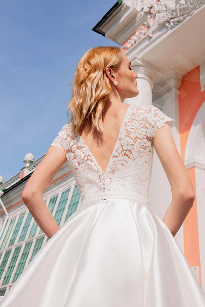 Ilma Open back A-line Short/ Cap sleeve Wedding Dress Back