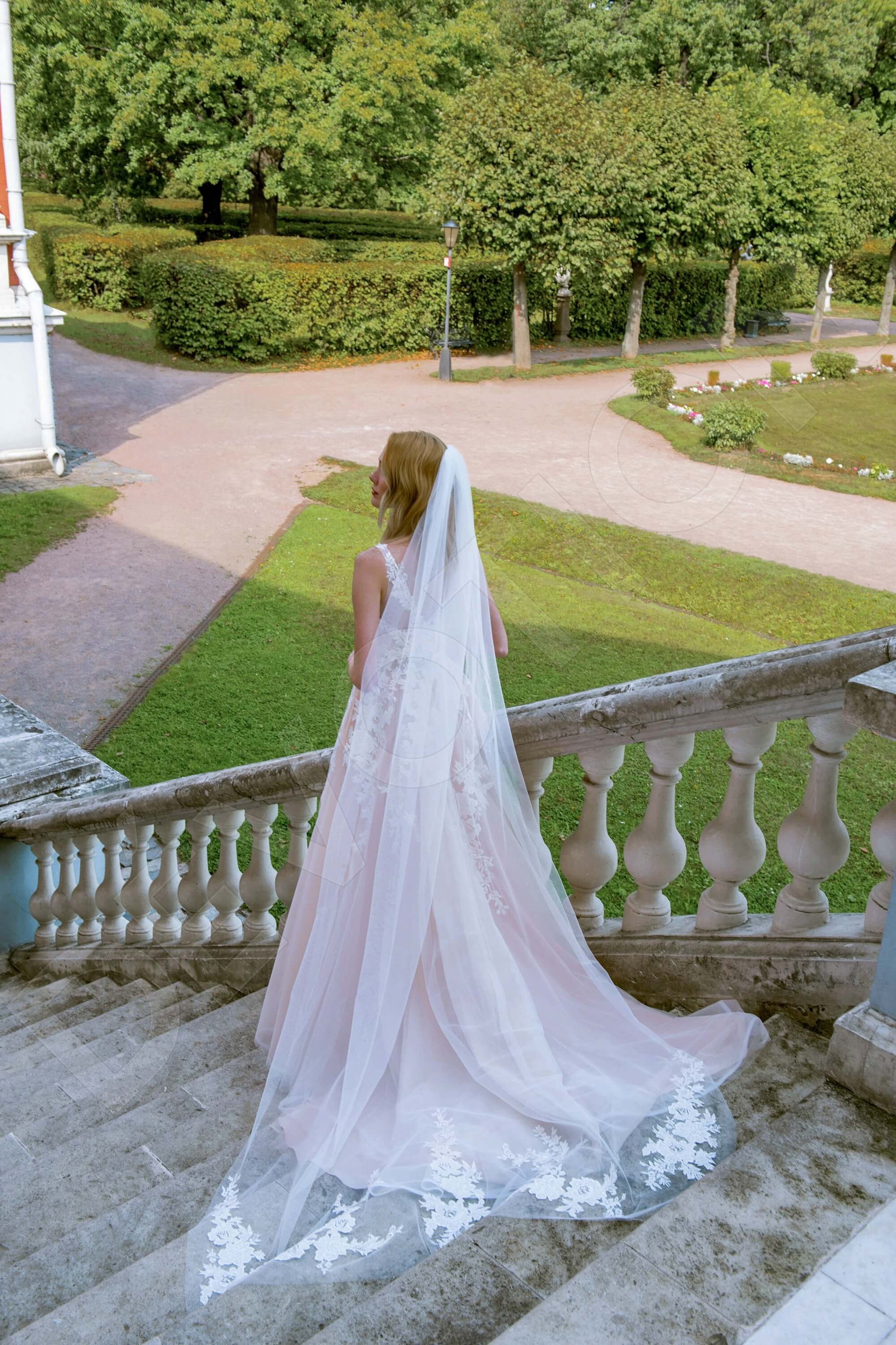 Rosalia A-line V-neck Powder Wedding dress