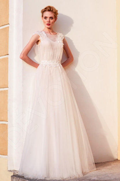 Elanis Criss cross back A-line Sleeveless Wedding Dress Front