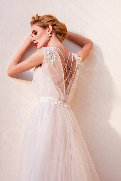 Elanis Criss cross back A-line Sleeveless Wedding Dress Back