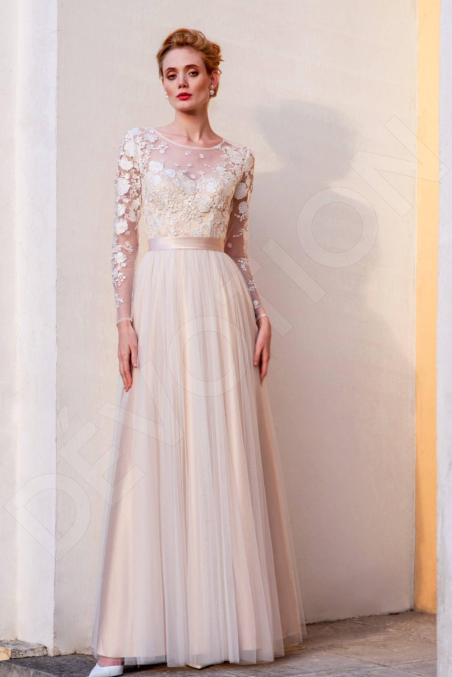 Helani Full back A-line Long sleeve Wedding Dress Front