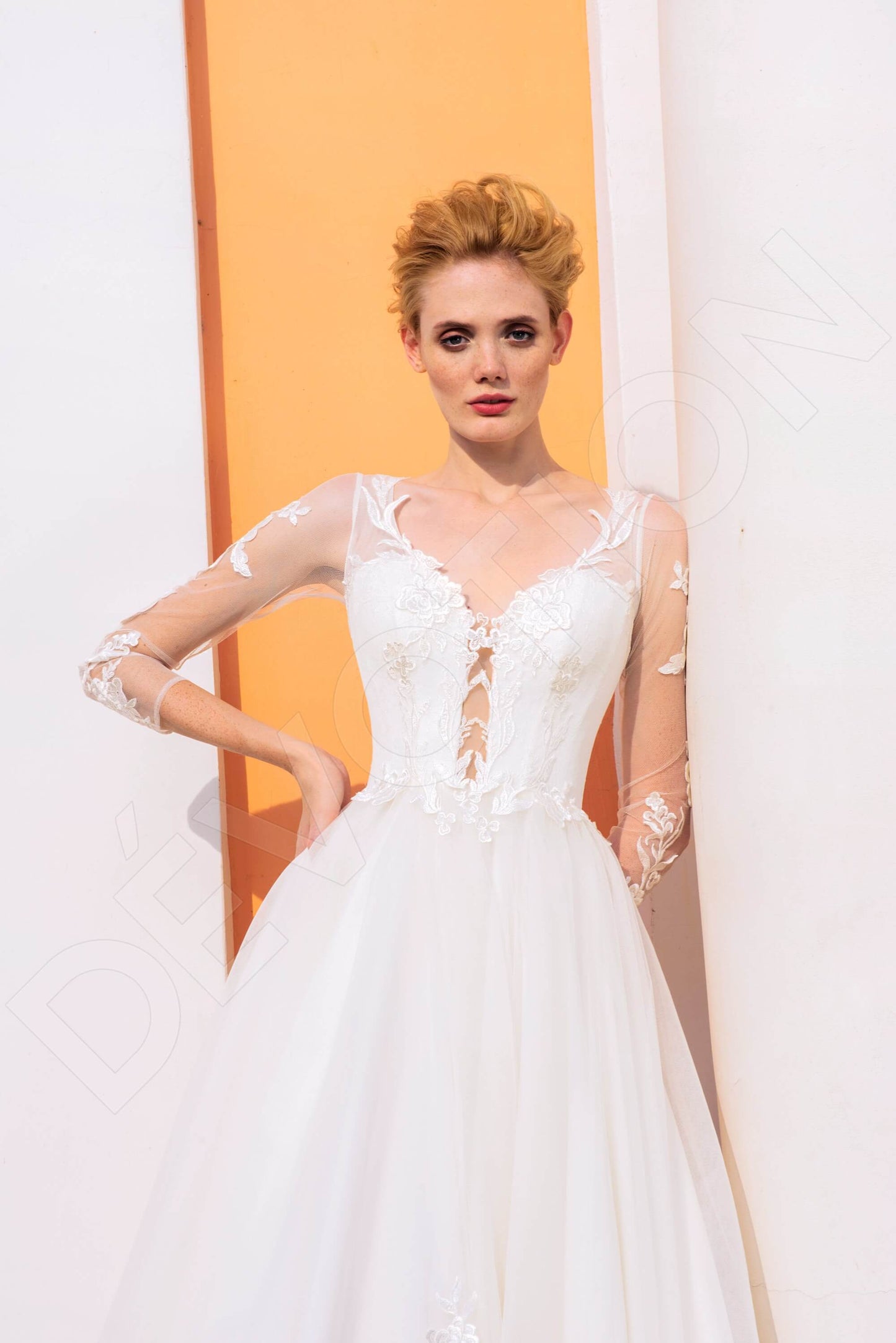 Octaviana Lace up back Princess/Ball Gown Long sleeve Wedding Dress Back