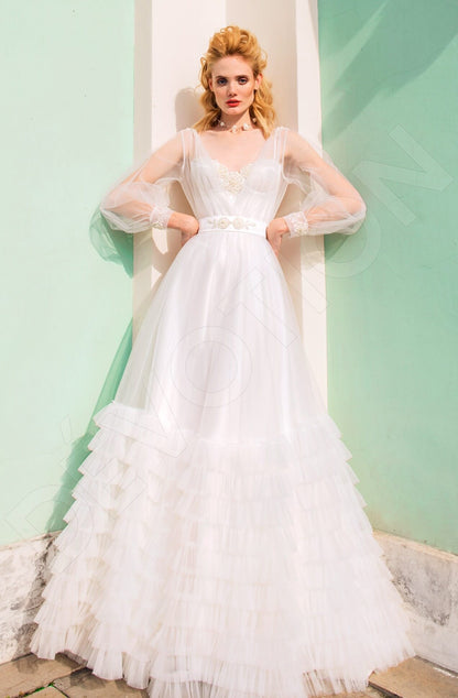 Ricoletta Open back A-line Long sleeve Wedding Dress Front