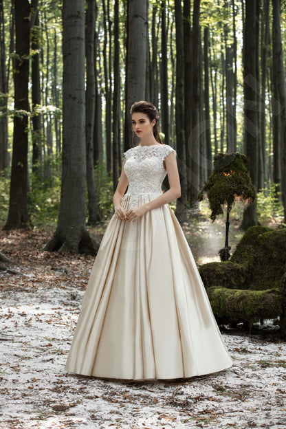 Caia Illusion back A-line Short/ Cap sleeve Wedding Dress 2