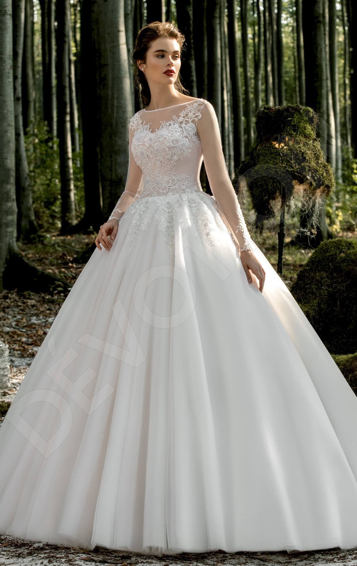 Honora Princess/Ball Gown Boat/Bateau Milk Wedding dress