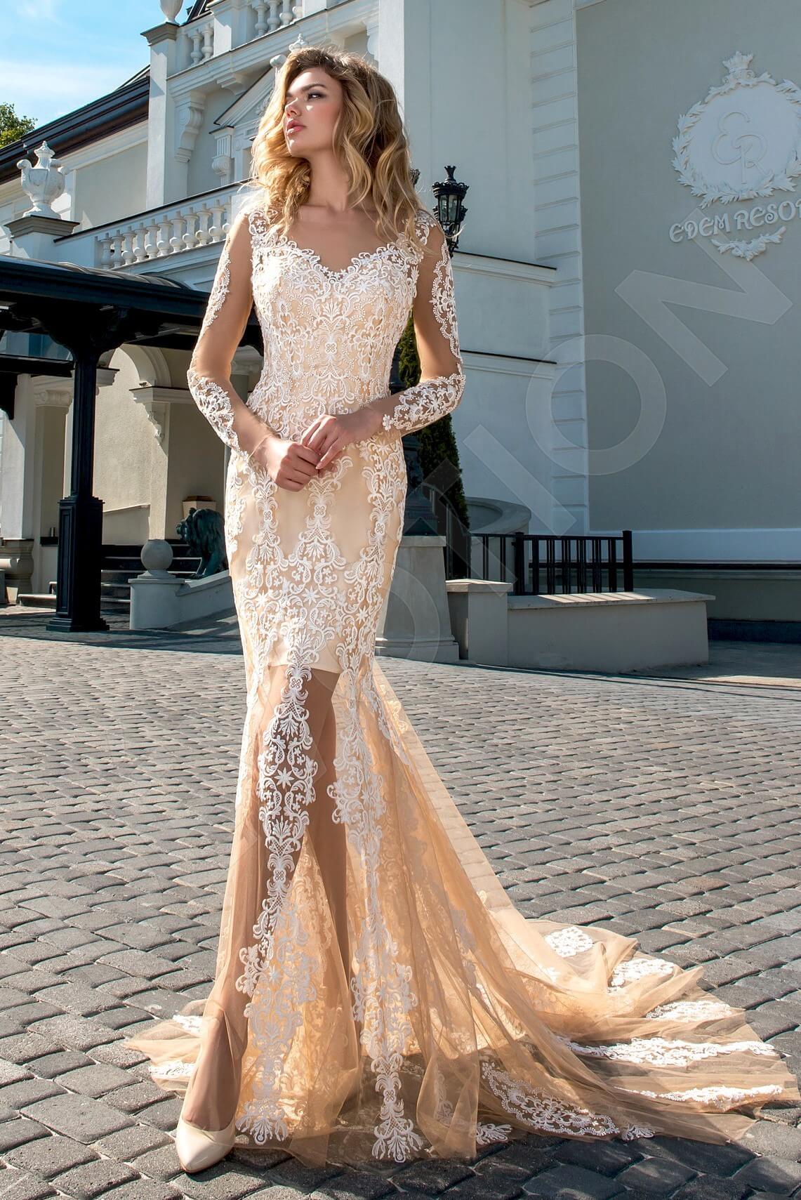 Georgina Illusion back Trumpet/Mermaid Long sleeve Wedding Dress Front
