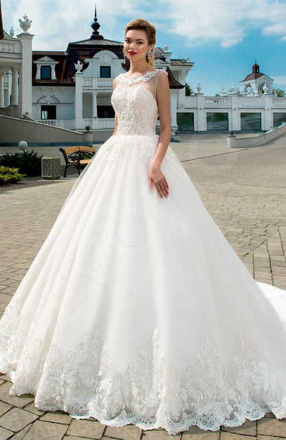Perlita Full back Princess/Ball Gown Sleeveless Wedding Dress Front