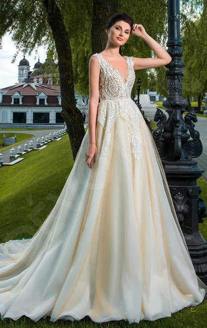 Floriena Open back A-line Sleeveless Wedding Dress Front