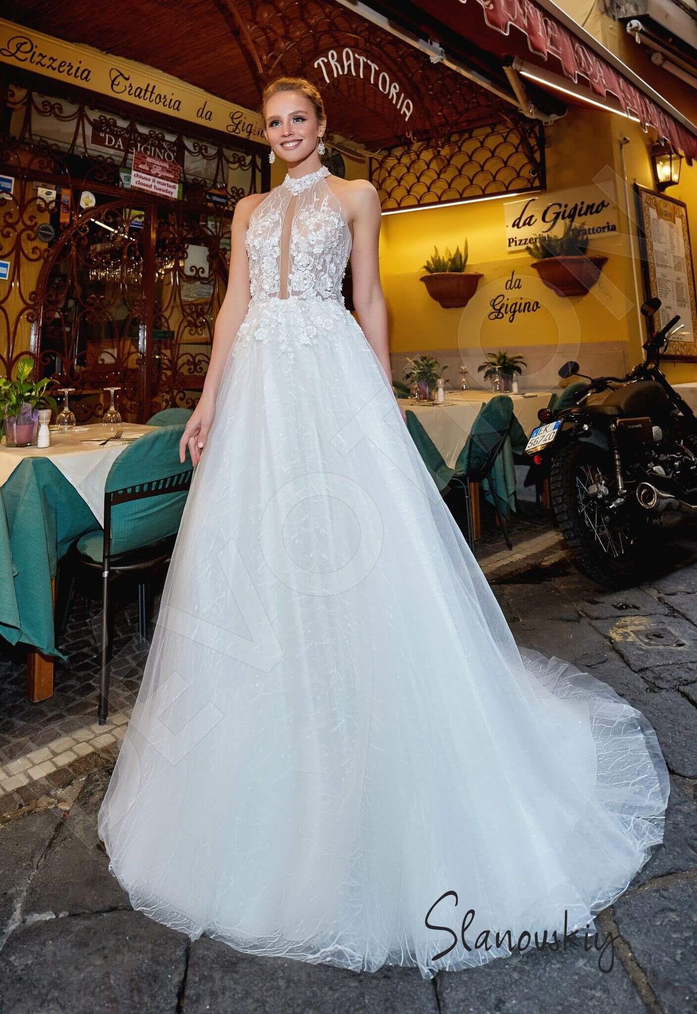 Augustina Open back A-line Sleeveless Wedding Dress Front