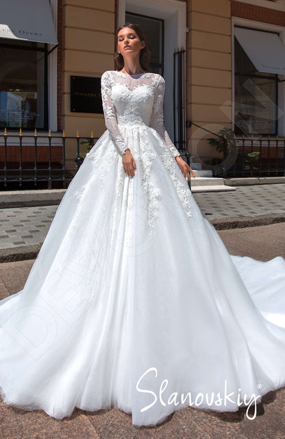 Cecilly Lace up back Princess/Ball Gown Long sleeve Wedding Dress Front