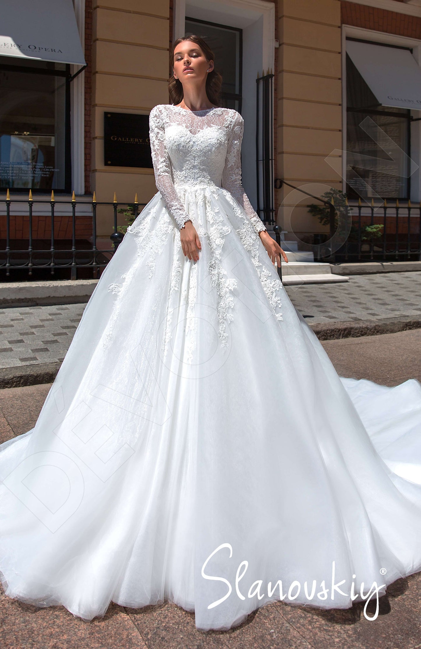 Cecilly Lace up back Princess/Ball Gown Long sleeve Wedding Dress Front