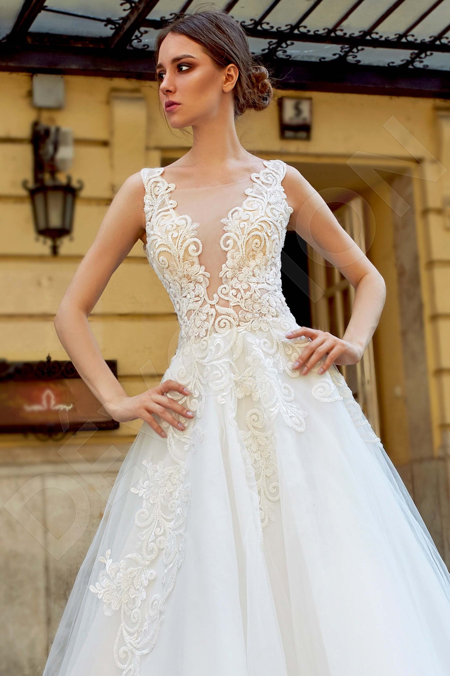Bellaria Open back A-line Sleeveless Wedding Dress Back