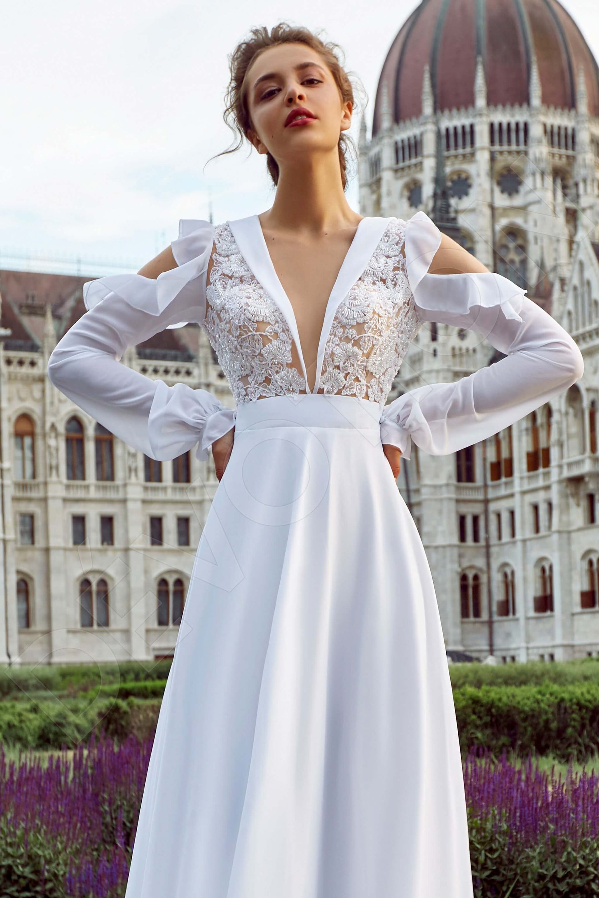 Heltana A-line V-neck White Wedding dress