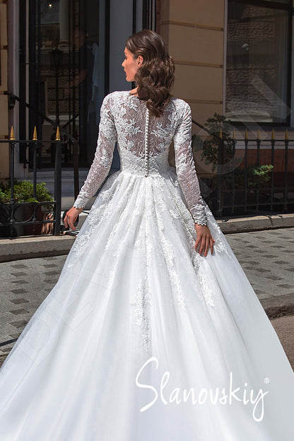 Cecilly Lace up back Princess/Ball Gown Long sleeve Wedding Dress Back