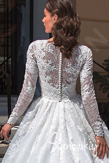 Cecilly Lace up back Princess/Ball Gown Long sleeve Wedding Dress 8