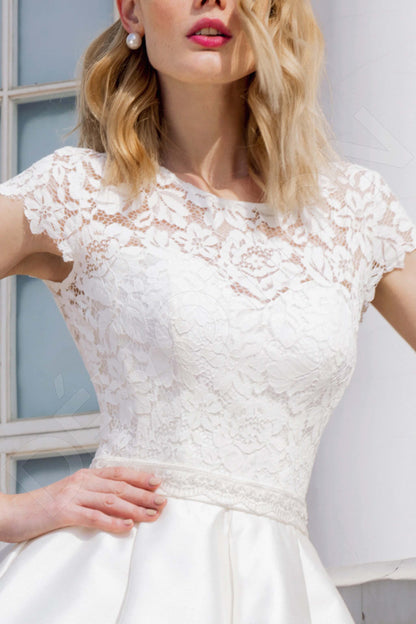 Ilma Open back A-line Short/ Cap sleeve Wedding Dress 5