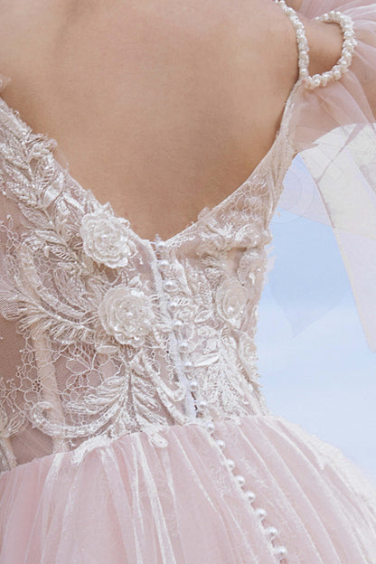 Relinda Open back A-line Short/ Cap sleeve Wedding Dress 6
