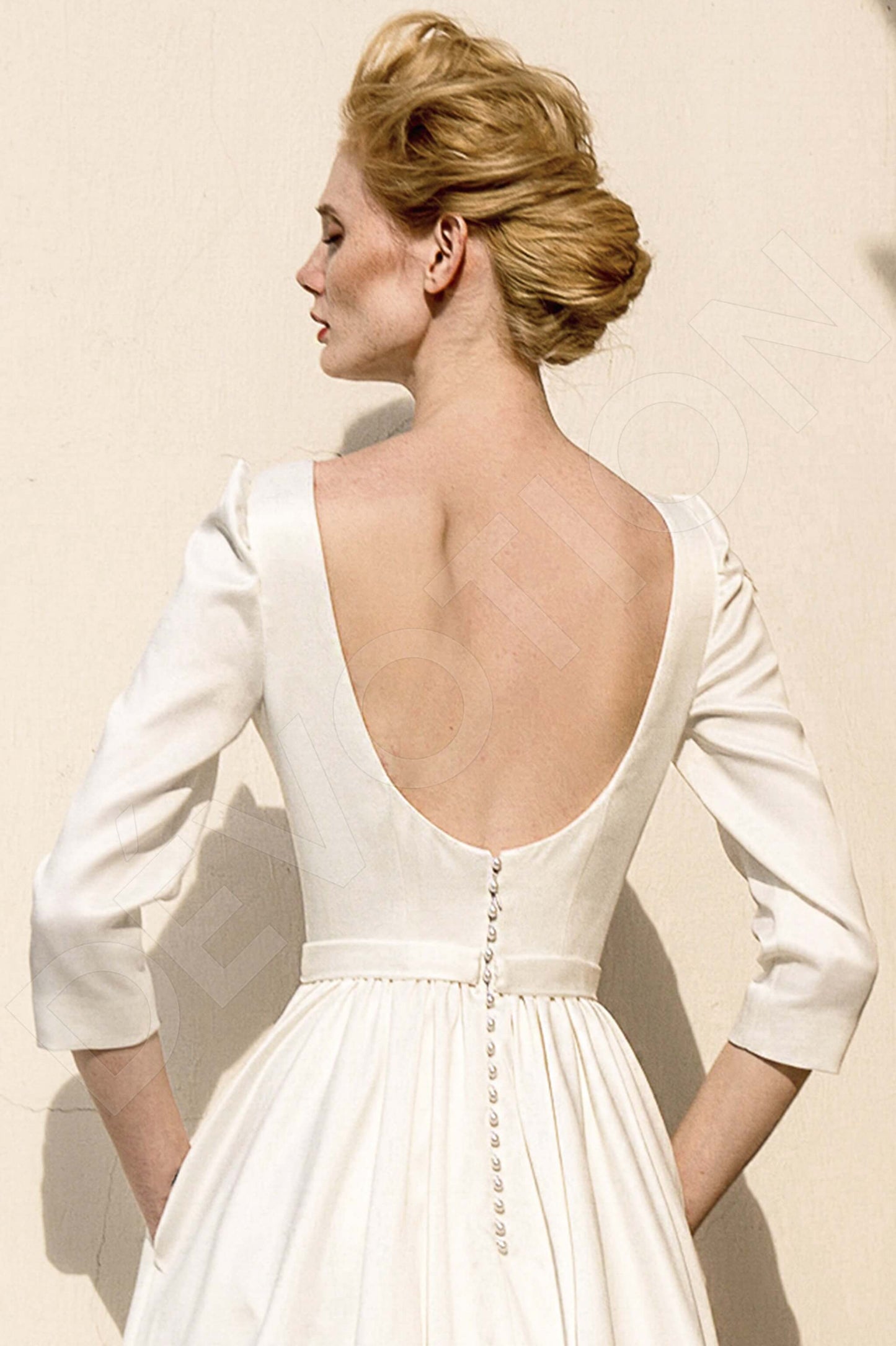 Anetta Open back A-line 3/4 sleeve Wedding Dress 4
