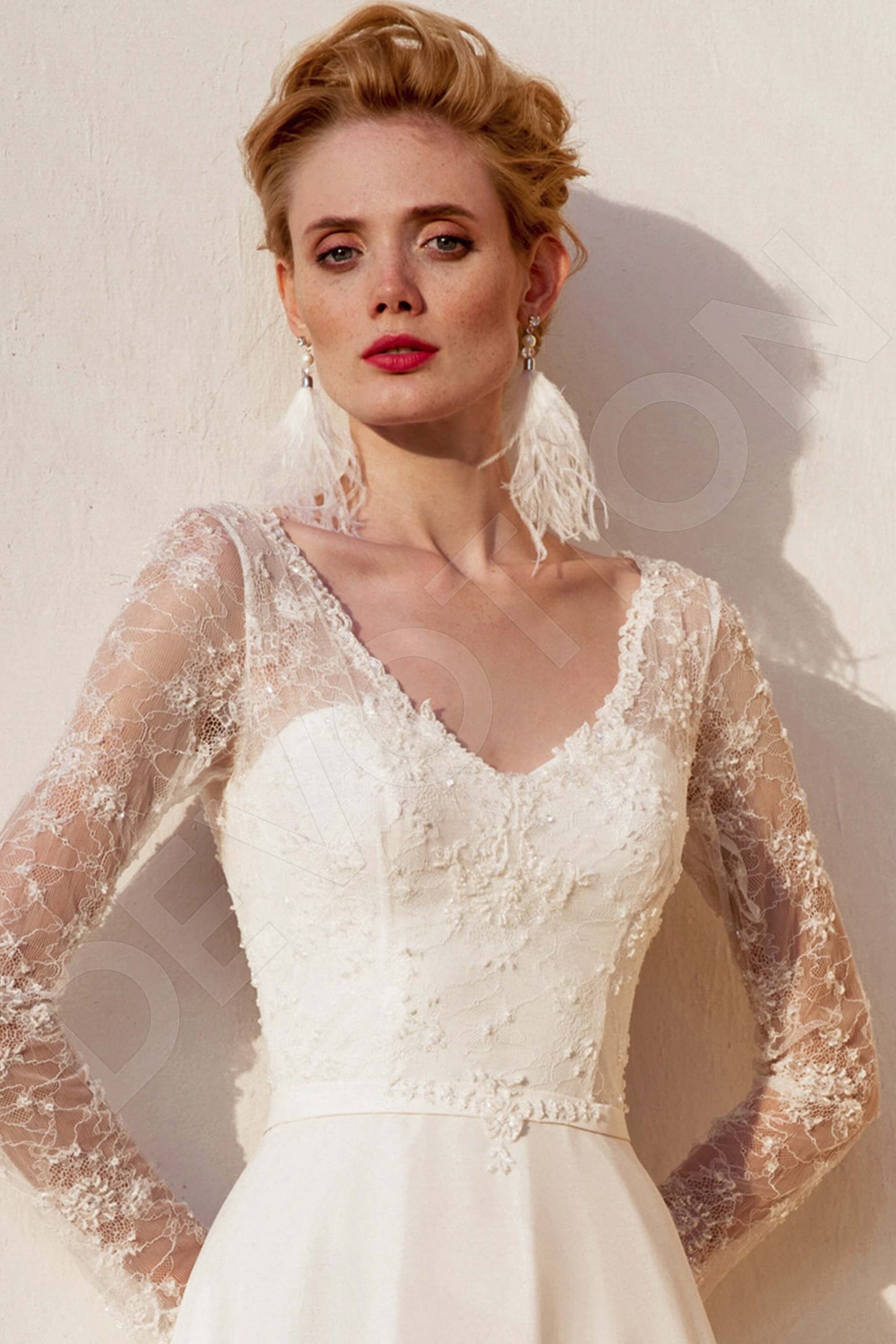 Miltia Open back A-line Long sleeve Wedding Dress 3