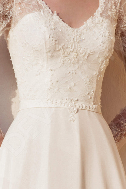 Miltia Open back A-line Long sleeve Wedding Dress 4