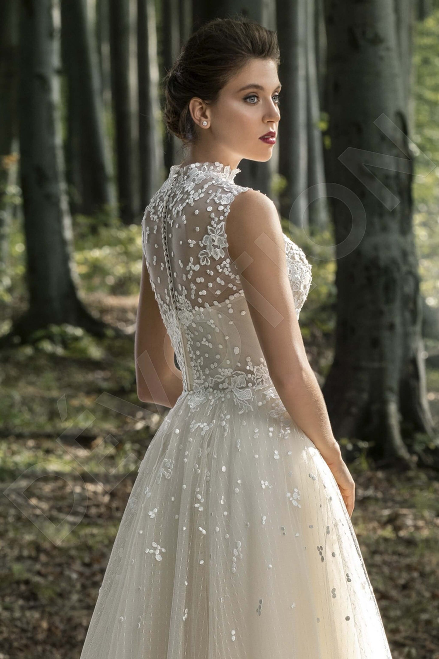 Olympia Illusion back A-line Sleeveless Wedding Dress 3