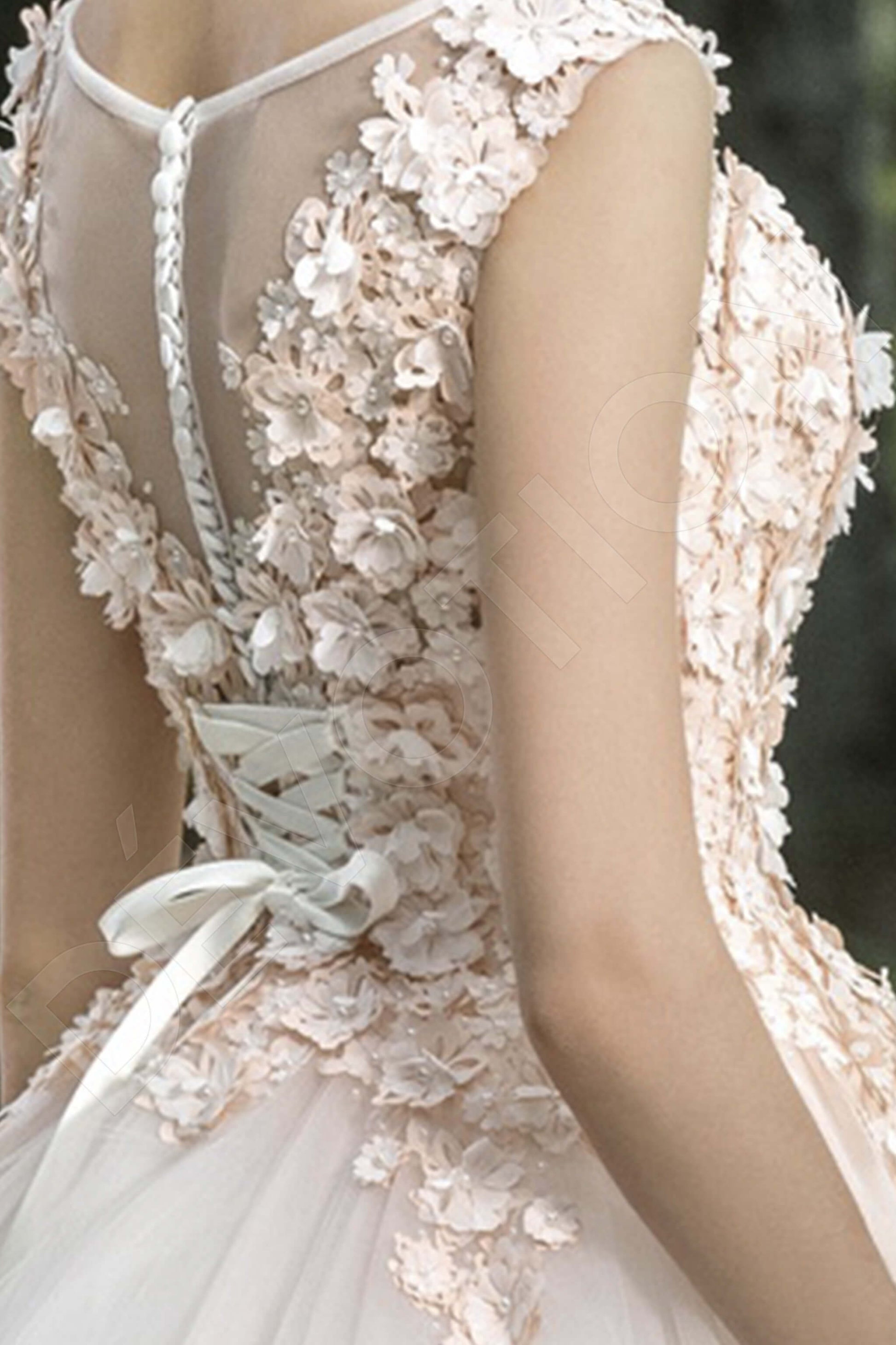 Ambrosia Princess/Ball Gown Boat/Bateau White Powder Wedding dress