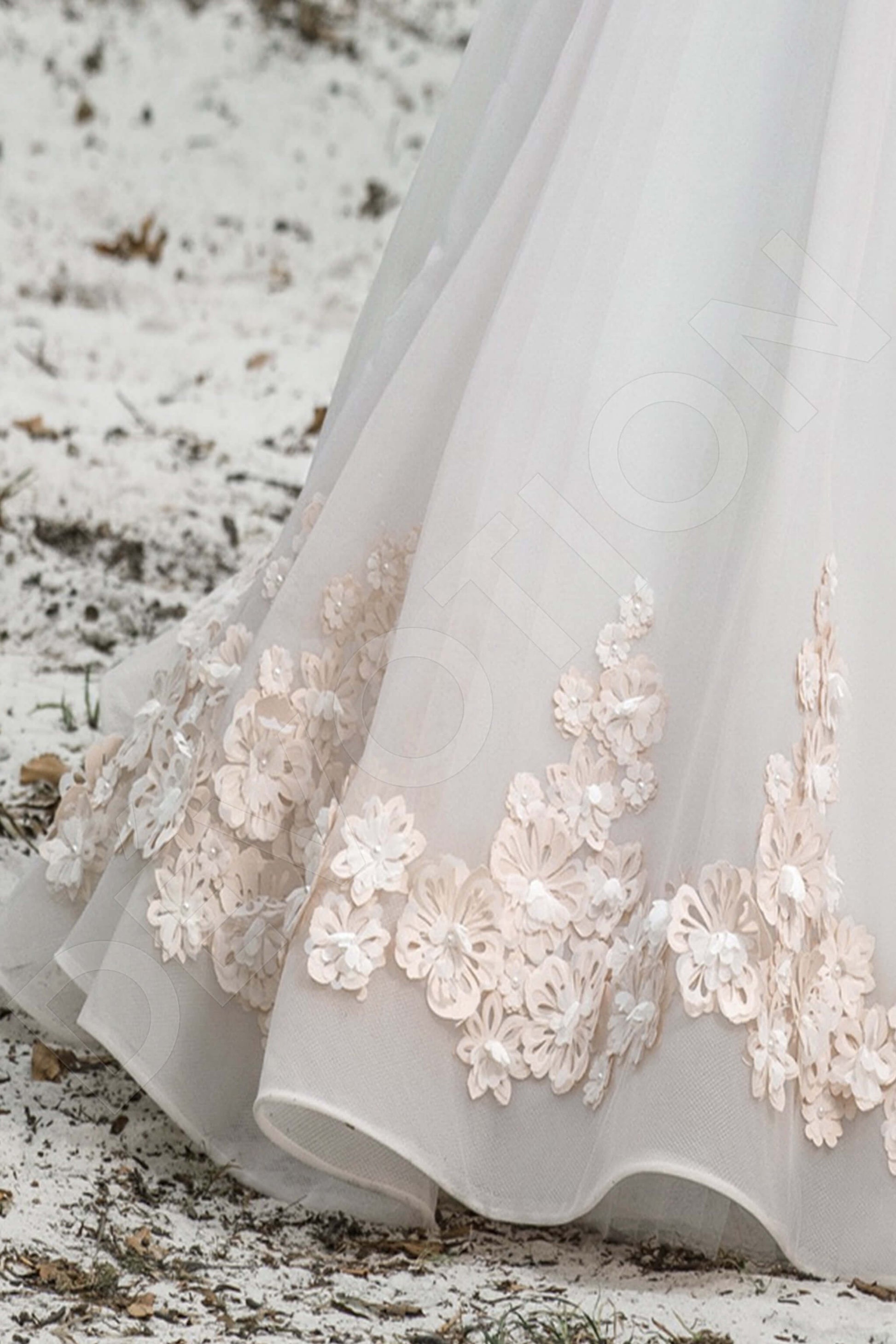 Ambrosia Princess/Ball Gown Boat/Bateau White Powder Wedding dress