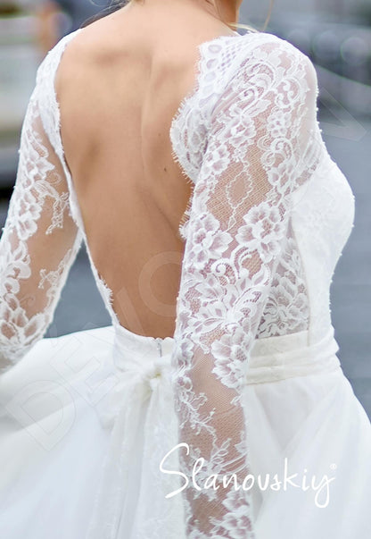Venla Open back A-line Long sleeve Wedding Dress 7