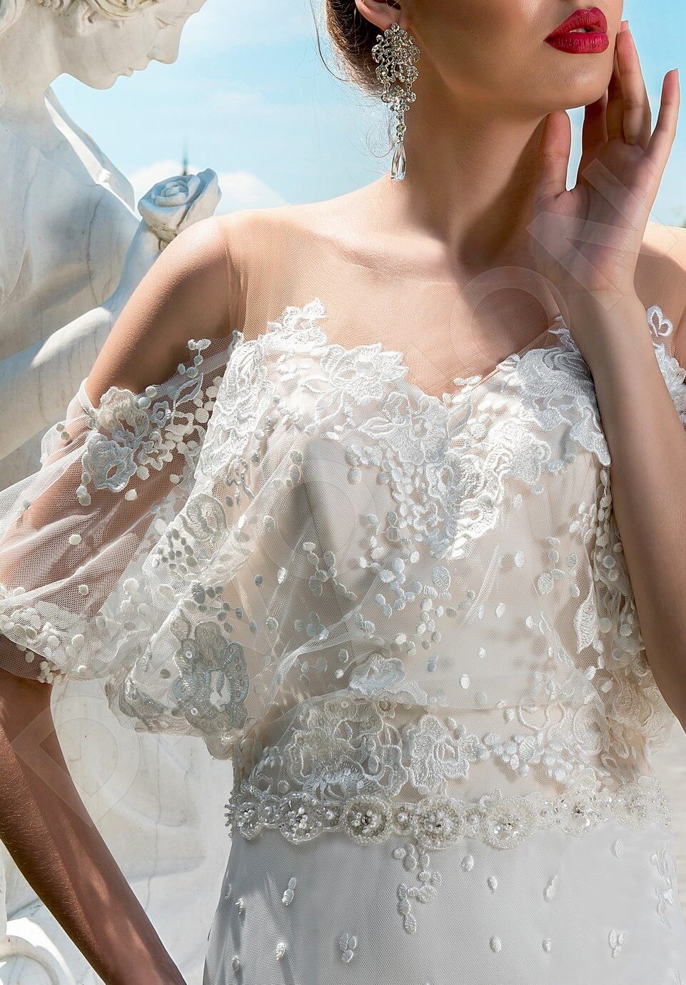 Nicole Trumpet/Mermaid Illusion Milk Cappuccino Wedding dress