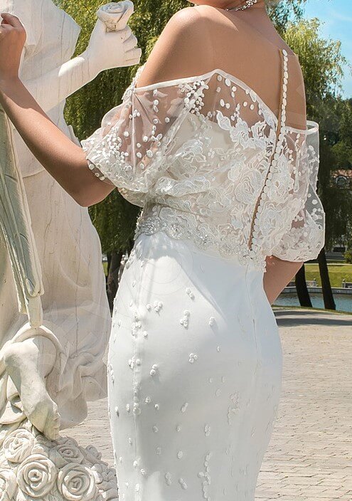 Nicole Illusion back Trumpet/Mermaid Half sleeve Wedding Dress 6