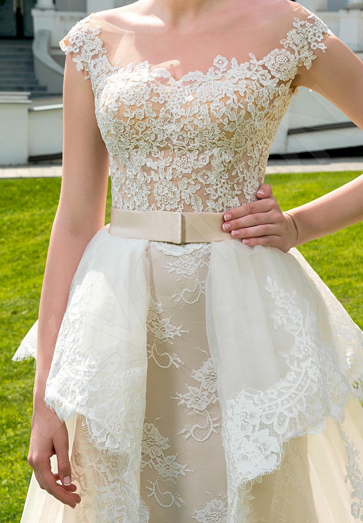 Sheyla Illusion back A-line Short/ Cap sleeve Wedding Dress 4
