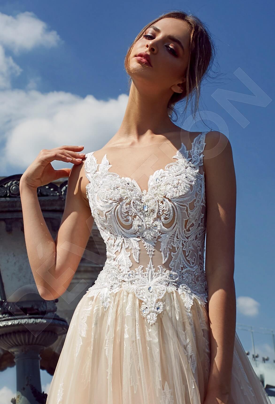 Lavenna Illusion back A-line Sleeveless Wedding Dress 2