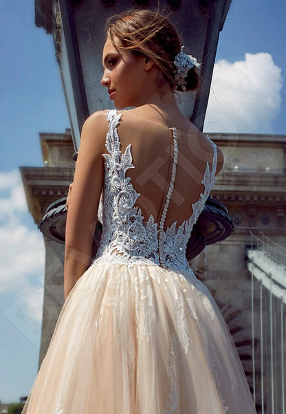 Lavenna Illusion back A-line Sleeveless Wedding Dress 3