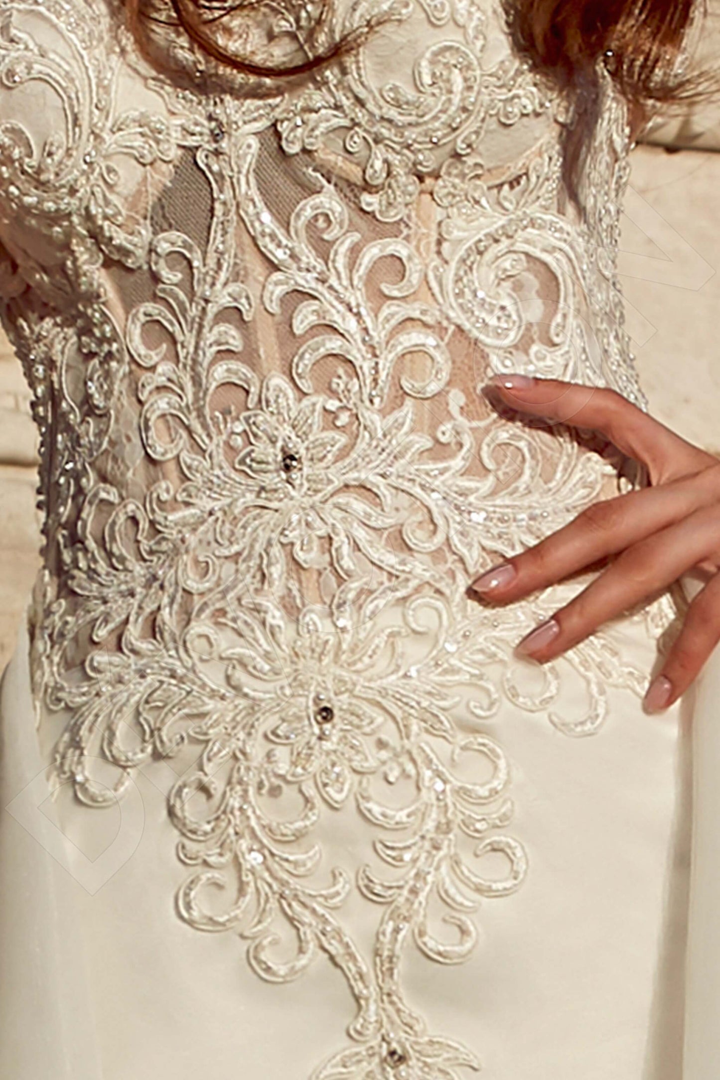 Helinda Open back A-line Short/ Cap sleeve Wedding Dress 6