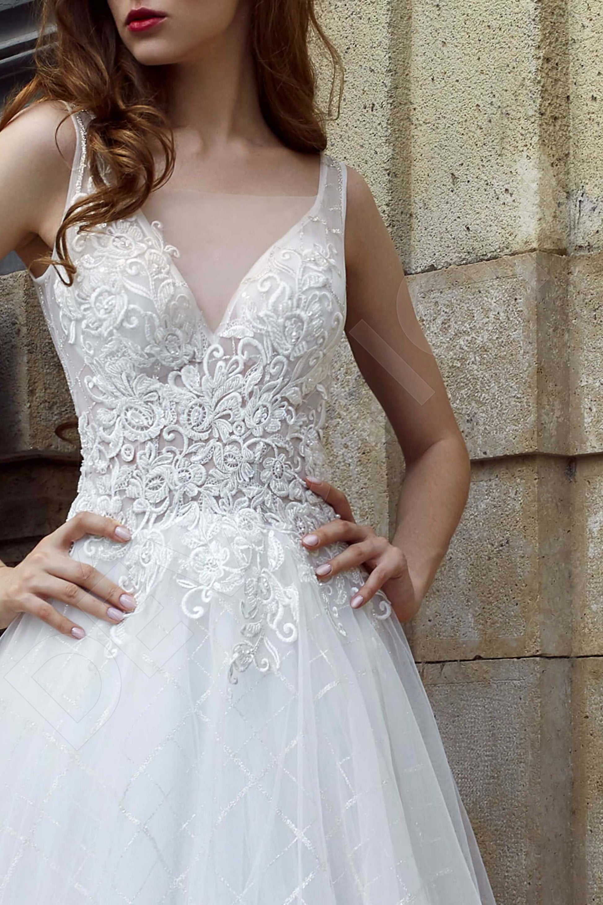 Zannya A-line Square White Wedding dress