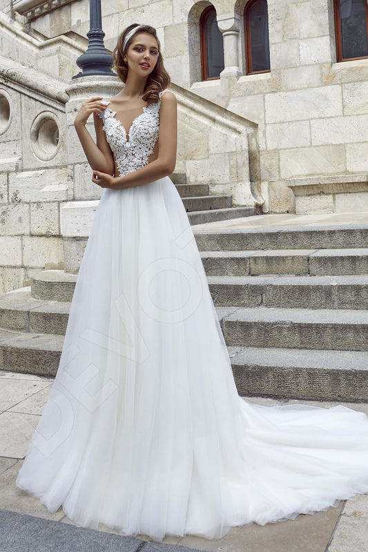 Lamelle A-line Illusion White Wedding dress