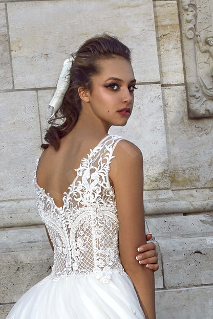 Maurinia Open back A-line Sleeveless Wedding Dress 7