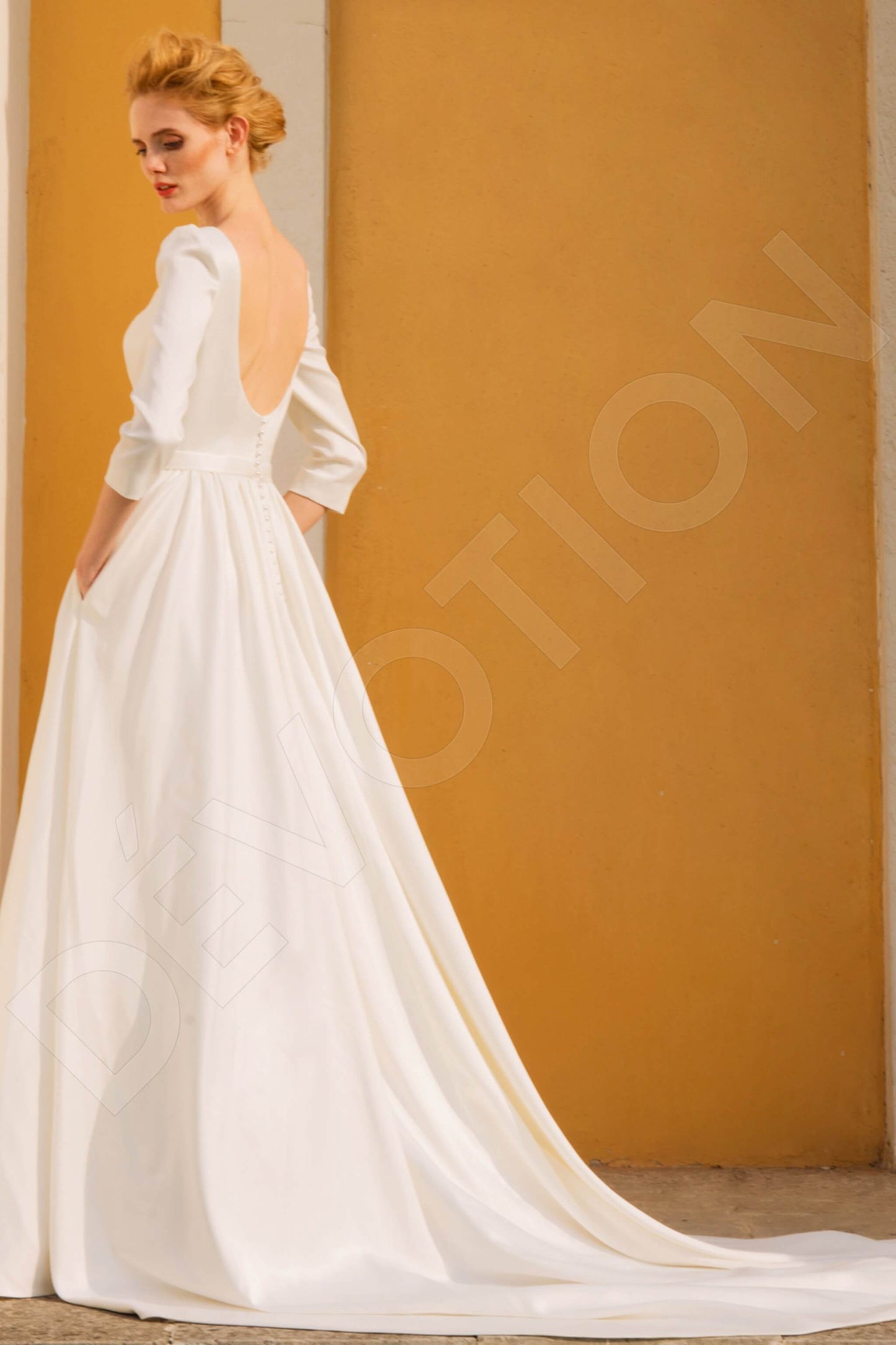 Anetta Open back A-line 3/4 sleeve Wedding Dress 6