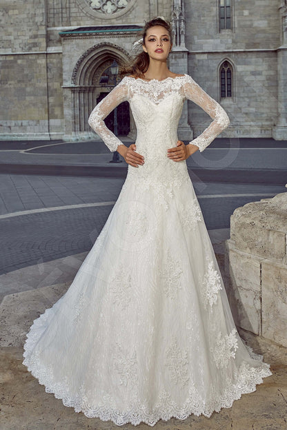 Nilis Full back A-line Long sleeve Wedding Dress Front