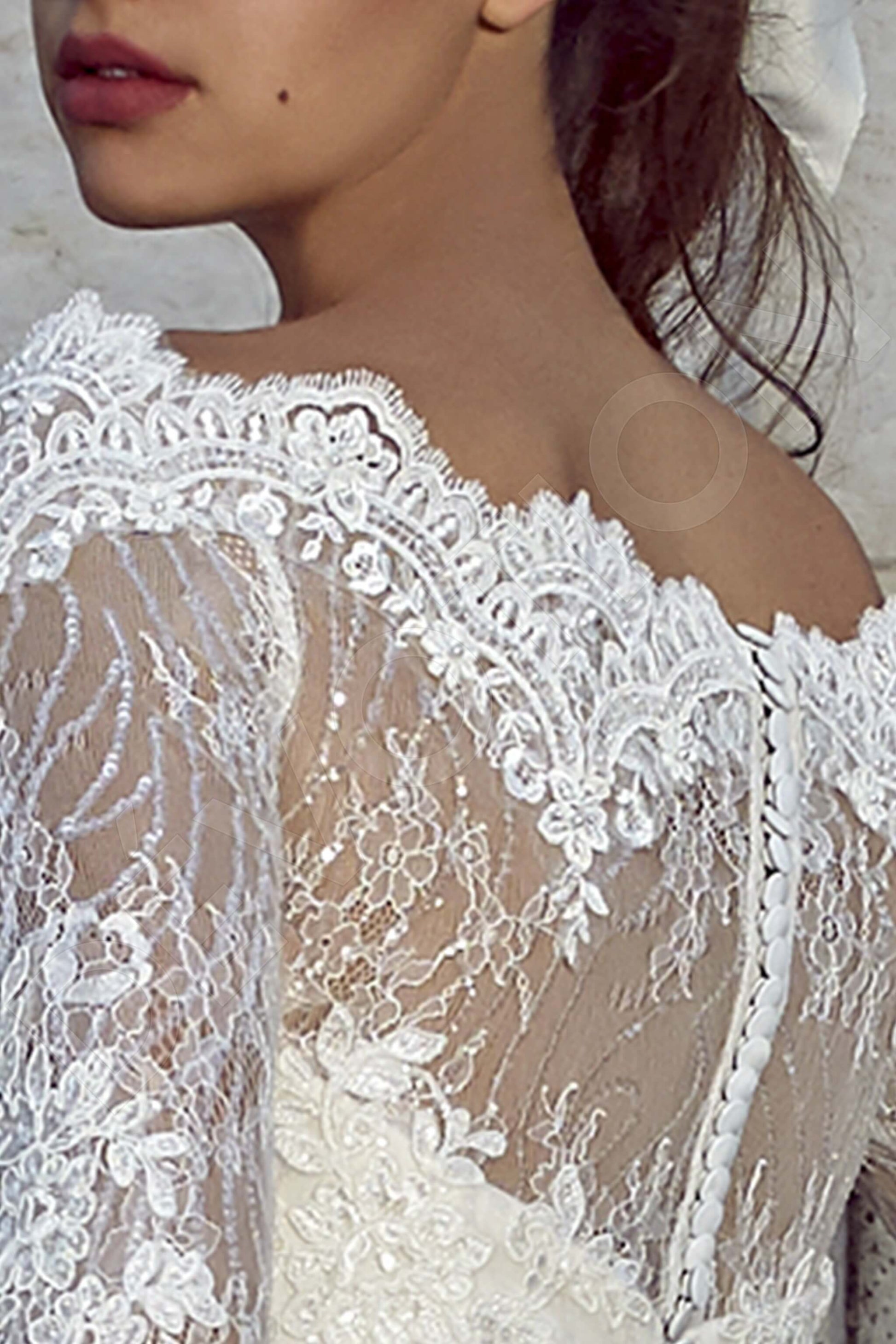 Nilis A-line Off-shoulder/Drop shoulders Milk Wedding dress